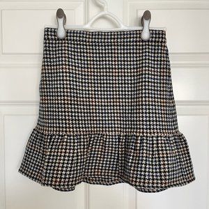 J Crew Houndstooth Flounce Mini Skirt